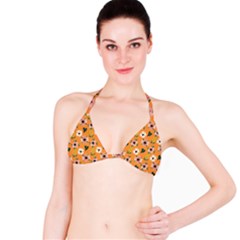 Flower Orange Pattern Floral Bikini Top by Dutashop