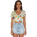 Owl Bird Cartoon V-Neck Crop Top View1