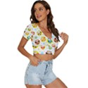 Owl Bird Cartoon V-Neck Crop Top View3