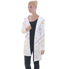 Weather Umbrella Rain Cloud Seamless Doodle Pattern Longline Hooded Cardigan by Jancukart