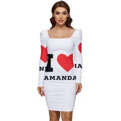 I Love Amanda Women Long Sleeve Ruched Stretch Jersey Dress by ilovewhateva