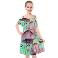 Historical Mushroom Forest Kids  Cut Out Shoulders Chiffon Dress by GardenOfOphir