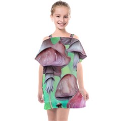 Historical Mushroom Forest Kids  One Piece Chiffon Dress by GardenOfOphir