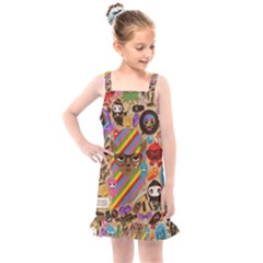 Multicolored Doodle Art Wallpaper Kids  Overall Dress by Jancukart