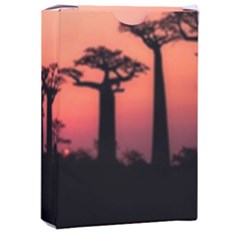 Baobabs Trees Silhouette Landscape Sunset Dusk Playing Cards Single Design (rectangle) With Custom Box by Jancukart