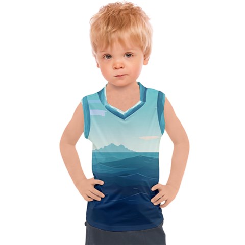 Ai Generated Ocean Waves Sea Water Nautical Kids  Sport Tank Top by Pakemis