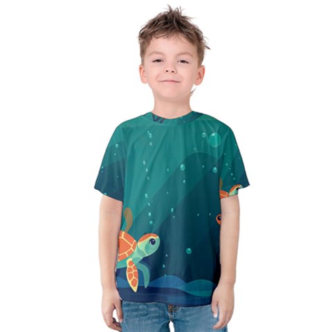 Ai Generated Ocean Sea Fish Aquatic Water Nature 5 Kids  Cotton Tee by Pakemis