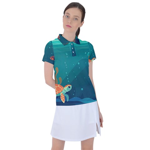 Ai Generated Ocean Sea Fish Aquatic Water Nature 5 Women s Polo Tee by Pakemis