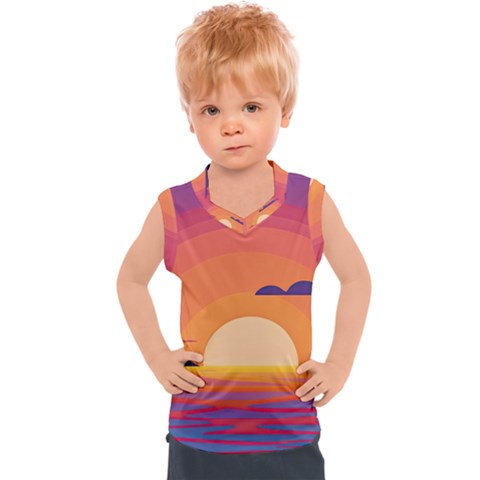 Sunset Ocean Beach Water Tropical Island Vacation Landscape Kids  Sport Tank Top by Pakemis