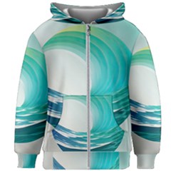 Tsunami Tidal Wave Wave Minimalist Ocean Sea 2 Kids  Zipper Hoodie Without Drawstring by Pakemis