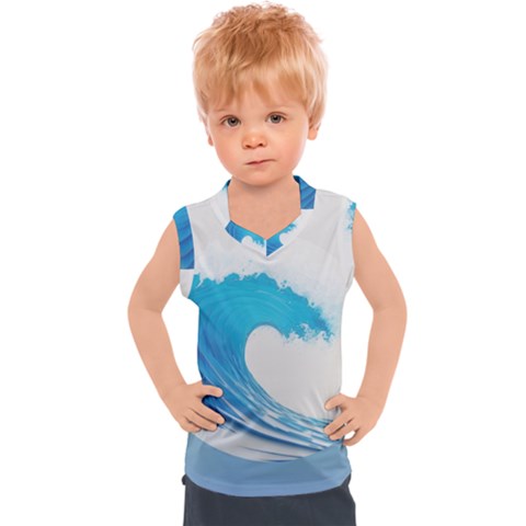 Wave Tsunami Tidal Wave Ocean Sea Water Kids  Sport Tank Top by Pakemis