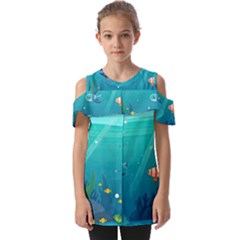 Ai Generated Ocean Sea Fish Aquatic Water Nature 2 Fold Over Open Sleeve Top by Pakemis