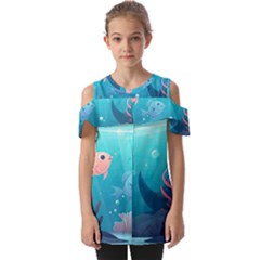 Ai Generated Ocean Sea Fish Aquatic Water Nature 4 Fold Over Open Sleeve Top by Pakemis