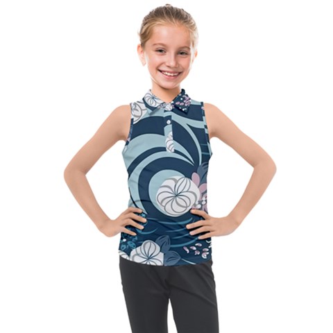 Flowers Pattern Floral Ocean Abstract Digital Art Kids  Sleeveless Polo Tee by Pakemis