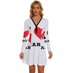 I Love Sharon Long Sleeve Deep V Mini Dress  by ilovewhateva