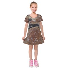 Rustic Charm Abstract Print Kids  Short Sleeve Velvet Dress by dflcprintsclothing