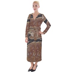 Rustic Charm Abstract Print Velvet Maxi Wrap Dress by dflcprintsclothing