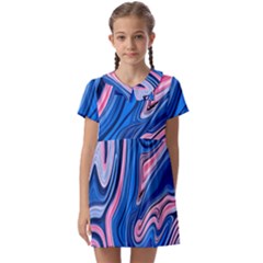 Abstract Liquid Art Pattern Kids  Asymmetric Collar Dress by GardenOfOphir