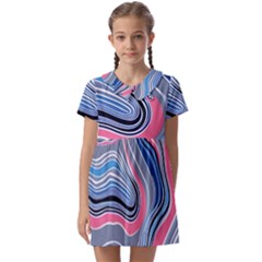 Fluid Abstract Art Kids  Asymmetric Collar Dress by GardenOfOphir