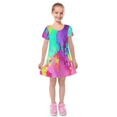 Fluid Background Kids  Short Sleeve Velvet Dress by GardenOfOphir