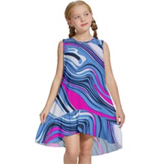 Fluid Art Pattern Kids  Frill Swing Dress by GardenOfOphir