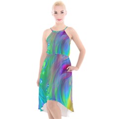 Fluid Art - Artistic And Colorful High-low Halter Chiffon Dress  by GardenOfOphir