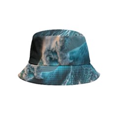 Tsunami Waves Ocean Sea Water Rough Seas 2 Inside Out Bucket Hat (kids) by Pakemis