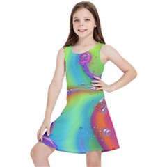 Modern Abstract Liquid Art Pattern Kids  Lightweight Sleeveless Dress by GardenOfOphir