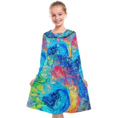 Liquid Art Pattern - Fluid Art Kids  Midi Sailor Dress by GardenOfOphir