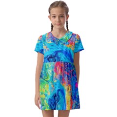 Liquid Art Pattern - Fluid Art Kids  Asymmetric Collar Dress by GardenOfOphir