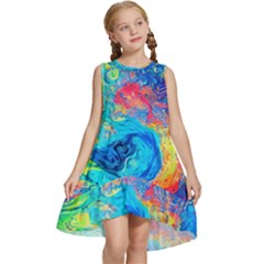 Liquid Art Pattern - Fluid Art Kids  Frill Swing Dress by GardenOfOphir