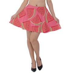 Watermelon Background Watermelon Wallpaper Velvet Skater Skirt by Wegoenart