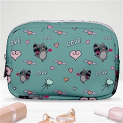 Raccoon Texture Seamless Scrapbooking Hearts Make Up Pouch (small) by Wegoenart