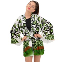 Watermelon Tree Abstraction On Watermelon Abundance Long Sleeve Kimono by Wegoenart