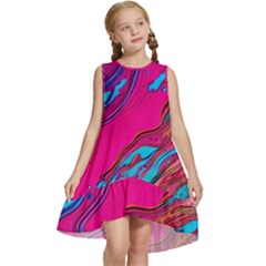 Colorful Abstract Fluid Art Kids  Frill Swing Dress by GardenOfOphir