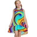 Fluid Art Pattern Kids  Frill Swing Dress View1