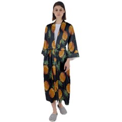 Pineapple Background Pineapple Pattern Maxi Satin Kimono by Wegoenart