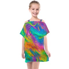 Marble Art Pattern Kids  One Piece Chiffon Dress by GardenOfOphir