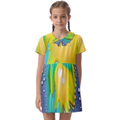 Liquid Background Kids  Asymmetric Collar Dress by GardenOfOphir