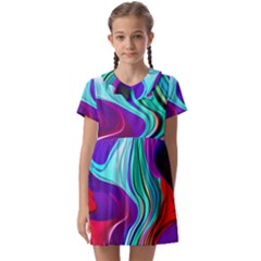 Fluid Background Kids  Asymmetric Collar Dress by GardenOfOphir