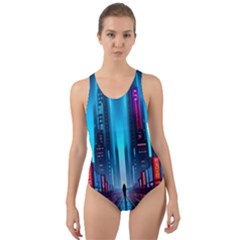 City People Cyberpunk Cut-out Back One Piece Swimsuit by Jancukart