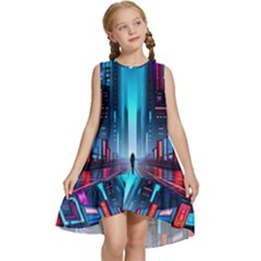 City People Cyberpunk Kids  Frill Swing Dress by Jancukart