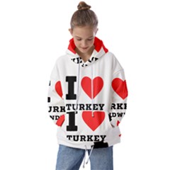 I Love Turkey Sandwich Kids  Oversized Hoodie by ilovewhateva