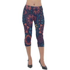 Flower Art Drawing Painting Spring Lightweight Velour Capri Leggings  by Jancukart