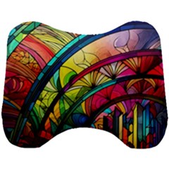 Stained Glass Window Head Support Cushion by Jancukart