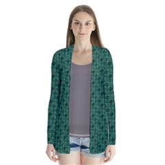 Green Pattern Drape Collar Cardigan by Sparkle