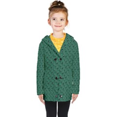 Green Pattern Kids  Double Breasted Button Coat by Sparkle