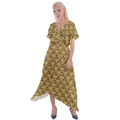 Flowers Cross Front Sharkbite Hem Maxi Dress by Sparkle