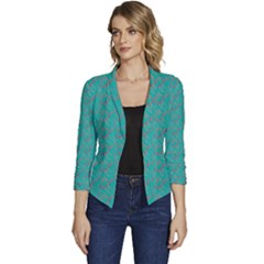 Flowers Women s Casual 3/4 Sleeve Spring Jacket by Sparkle