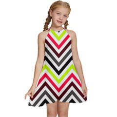 Chevron Kids  Halter Collar Waist Tie Chiffon Dress by GardenOfOphir